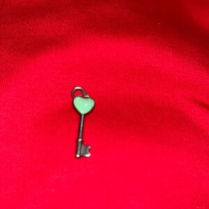 Tiffany & Co. Blue Enamel Heart Key Pendant Necklace
